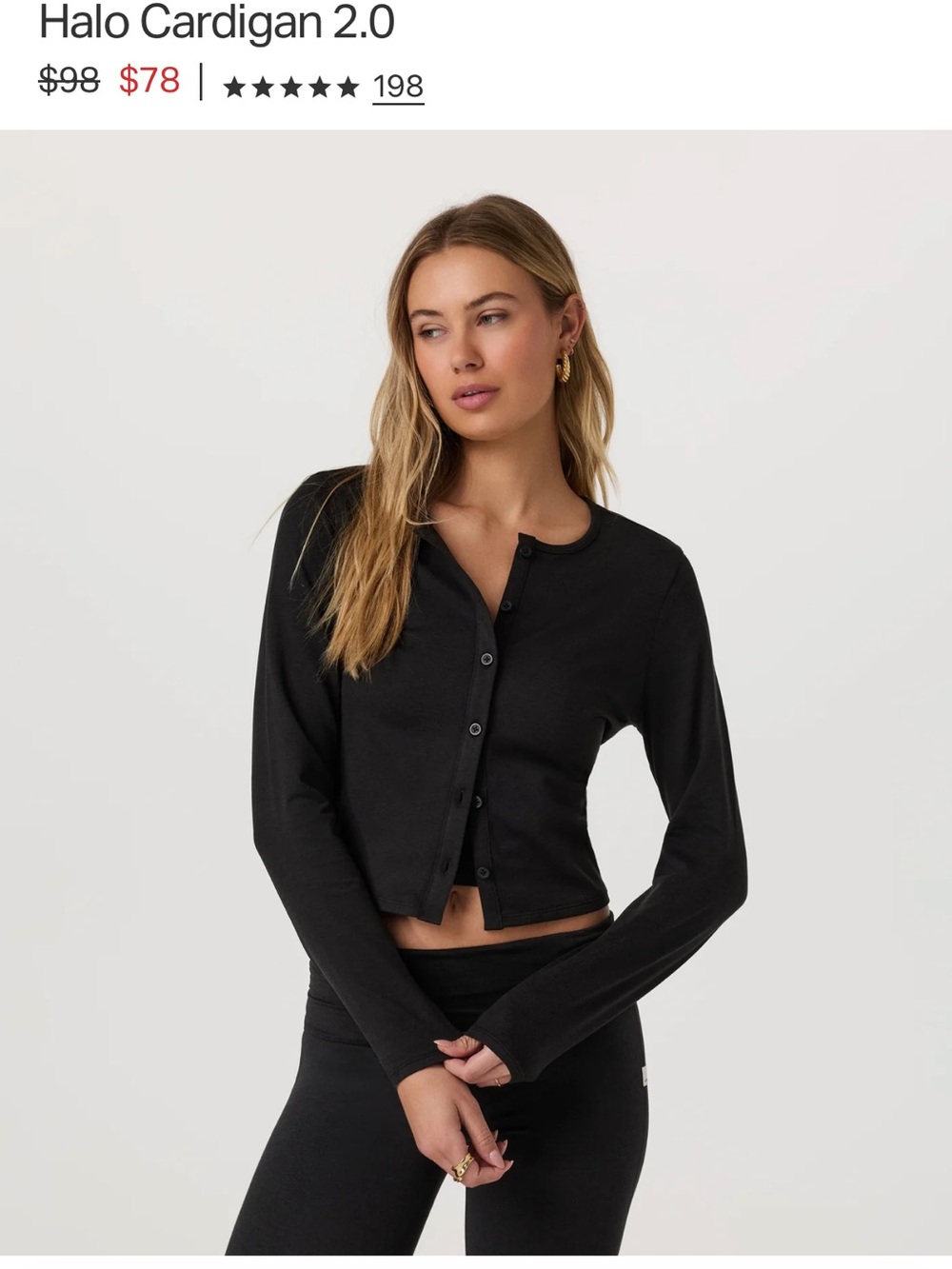 Vuori Black Halo Cropped Cardigan